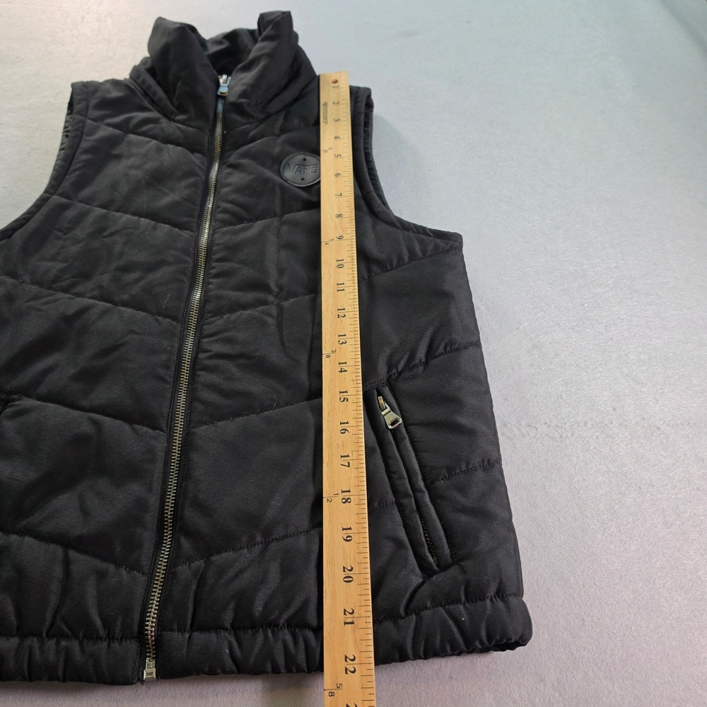 Vans Womens Puffer Vest Black Chevron Quilted Full Zip Sleeveless Jacket Small - Picture 5 of 7
